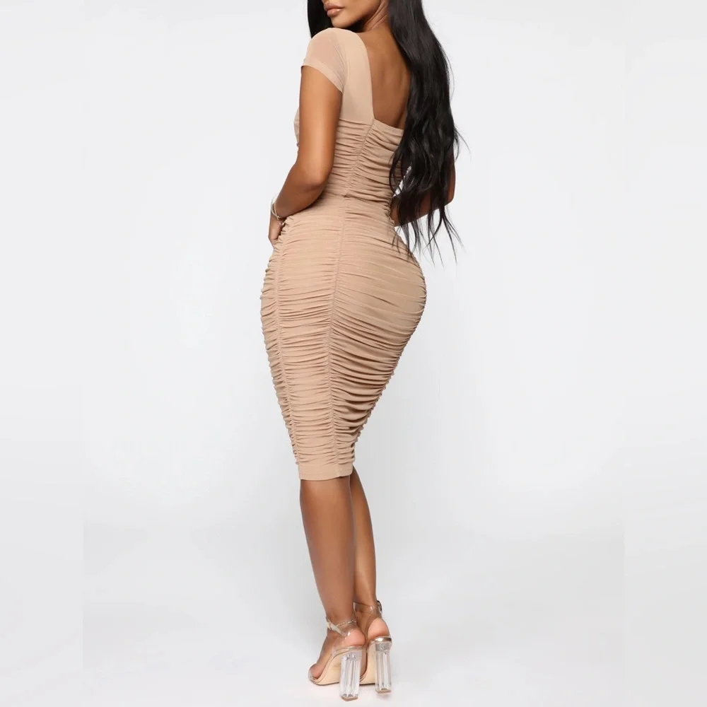 NWT Ruched Midi Dress - Picture 2 of 5